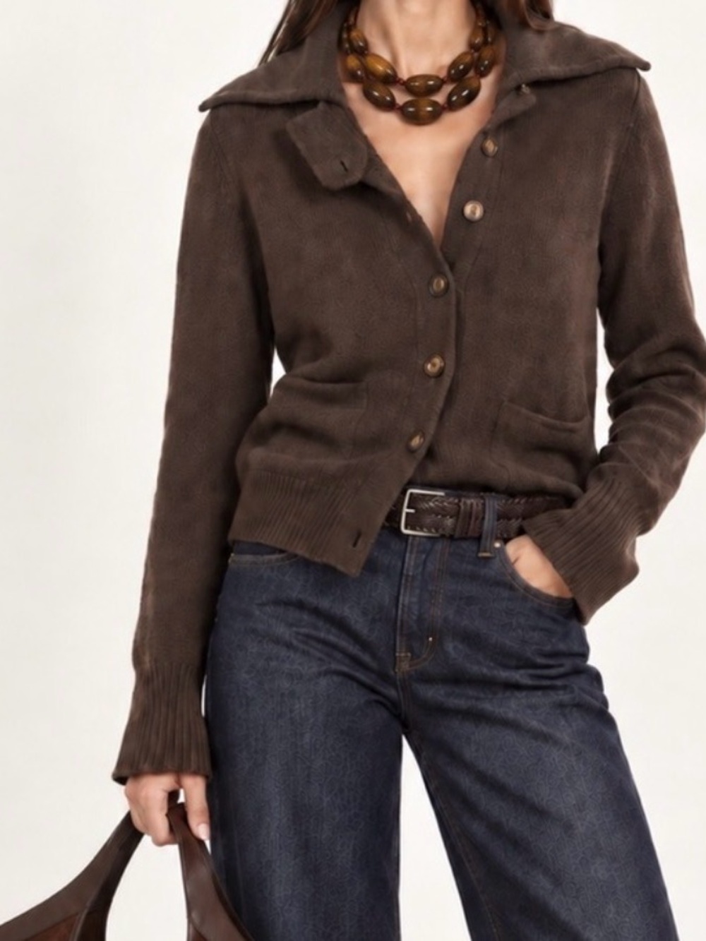 Kulson - Chocolate Brown Cashmere Blend Cardigan, Size M
